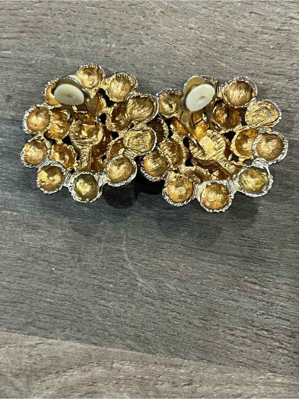 Gold Textured Cluster Clip-On Earrings - Women Accessories